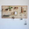 Wooden hole panel Nordic interior wall decoration porch wall hanging rack custom partition storage display rack
