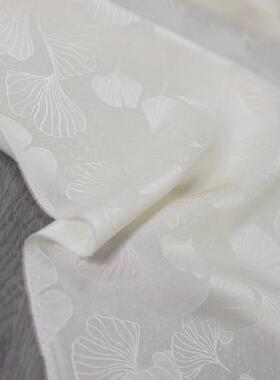 银杏叶丨织金提花真丝旗袍面料洋装半裙汉服面料 19姆135门幅