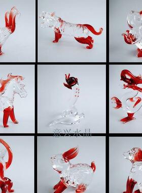 水晶十二生肖家装鼠、牛、虎、兔、龙、蛇、马、羊、猴、鸡，公司