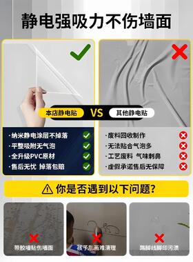 乳胶漆墙面透明静电吸附保护膜防水防脏防踢墙贴自粘防潮遮丑贴膜