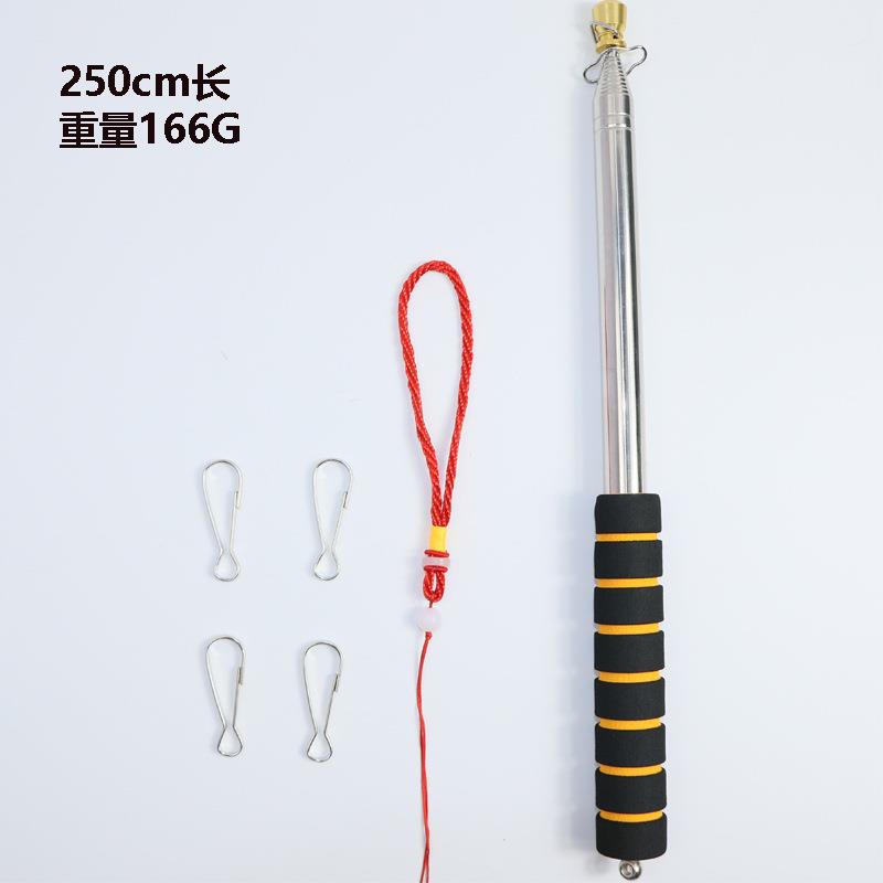 跨境3米2.5米带钩子不锈钢伸缩旗杆户外旗杆加厚款伸缩导游杆 - 图1