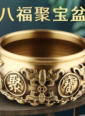 聚宝盆纯黄铜招客厅玄关摆件办公室装饰门店开业送礼品米缸存钱罐