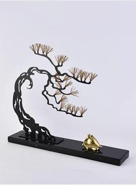 新中式铁艺雕塑艺术金属迎客松摆件售楼部样板房间客厅玄关装饰品