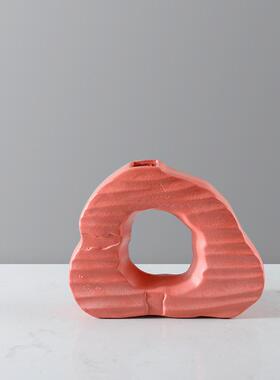 日本进口简约假山花瓶花器现代风格红色树脂工艺品样板间摆设客厅