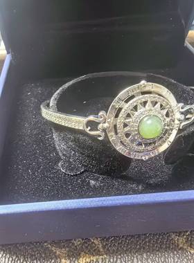 捡漏 ZB30 天然和田玉镶嵌手镯链13.46g镶嵌925印记 附鉴定证书