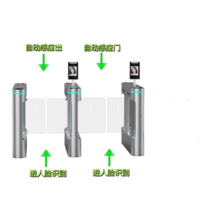 Office face attendance attendance small swing gate community access control attendance system face recognition gate remote control fingerprint recognition