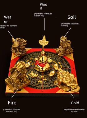 五行八卦聚财阵纯铜葫芦貔貅麒麟金蟾吉象龙龟聚宝盆镇宅招财摆件