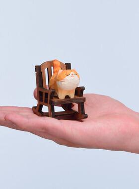 手工木雕橘猫丨小猫咪办公室工位解压治愈电脑桌面摆件装饰礼物女