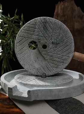 手磨豆浆原生态雕刻工艺石雕石磨家用小石磨磨盘天然石头打磨体验
