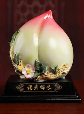 戴玉堂寿桃陶瓷摆饰生日礼物送长辈父母爷爷奶奶祝寿贺寿大寿礼品