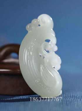 天然和田白玉复古龙凤对玉佩青海料老料龙凤呈祥吊坠情侣款挂饰