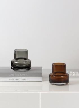 轻奢艺术玻璃小花瓶插花样品屋展示中心会所洽谈桌茶几花艺设计感