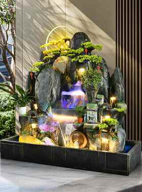 大型假山流水喷泉鱼缸落地摆件庭院客厅办公养鱼加湿景观装饰礼品