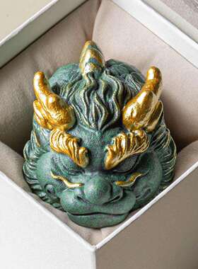 国潮祥瑞神龙招财青砂石摆件家居玄关柜台装饰龙卷王镇纸书法专用