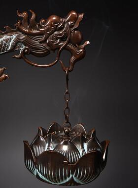 威弗列德龙腾四海悬挂吊炉室内茶道大号祥龙檀香熏纯铜沉香炉摆件