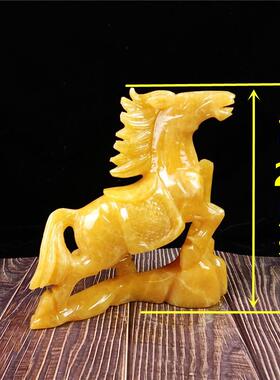高档天然玉石马摆件米玉马到乔成黄功摆件客厅办室公玄关装饰品迁