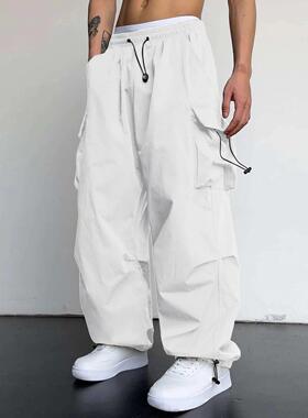 Harajuku Oversized Cargo Parachute Pants Men Sreetwear Vinta