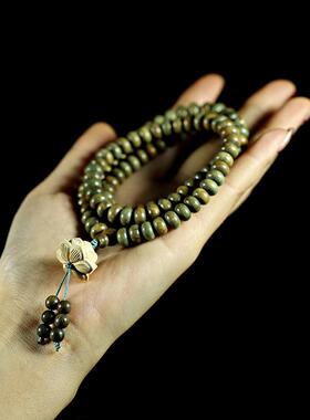 2026绿檀木多圈108颗算盘珠手串阿根廷绿檀diy莲花垫片珠供应