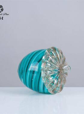 钻石星彩色玻璃手工松果榛果摆件家居吊饰装饰现货