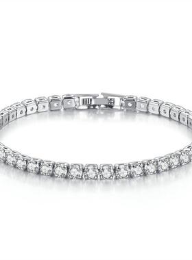 满钻锆石绿色网球手链男女款