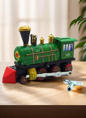 M品S432题蒸礼汽机火车头创意发条主摆件摄影道铁皮工MS432艺品