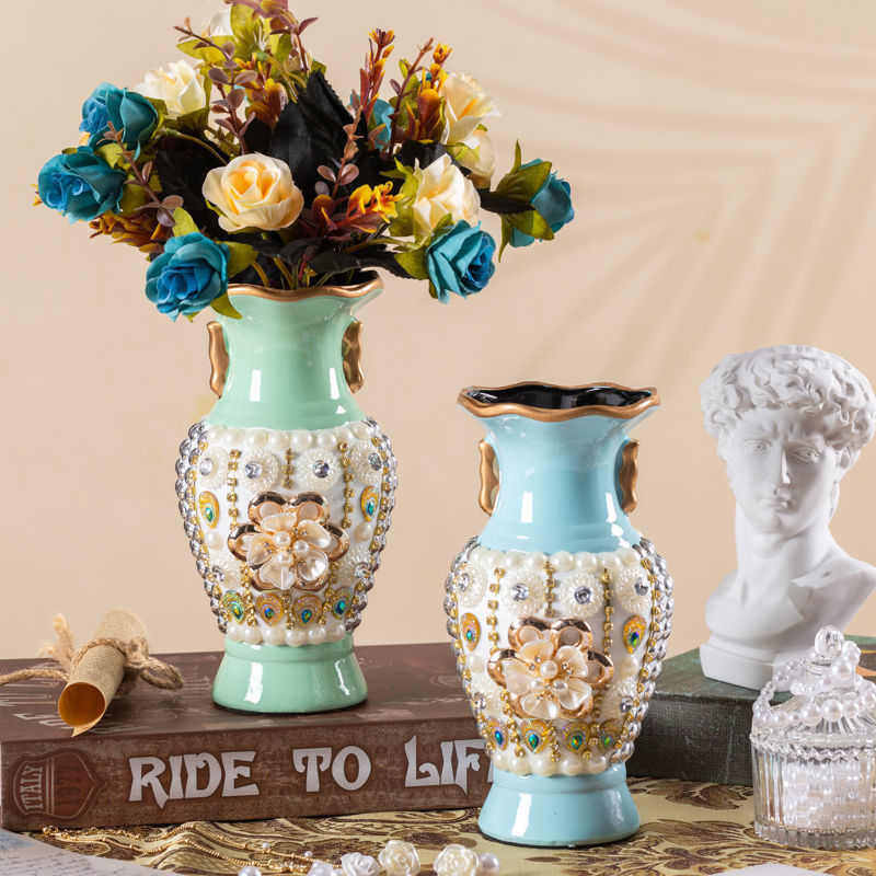 欧式创意陶瓷花瓶花插干花花家居客厅电视柜装饰品摆件木纹黄,淘宝优惠券,粉丝福利购,淘宝优惠卷