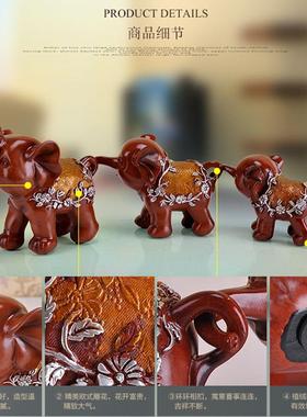 高档欧酒美式三只品小象摆设大象摆件连三象创意工艺品客厅柜装饰