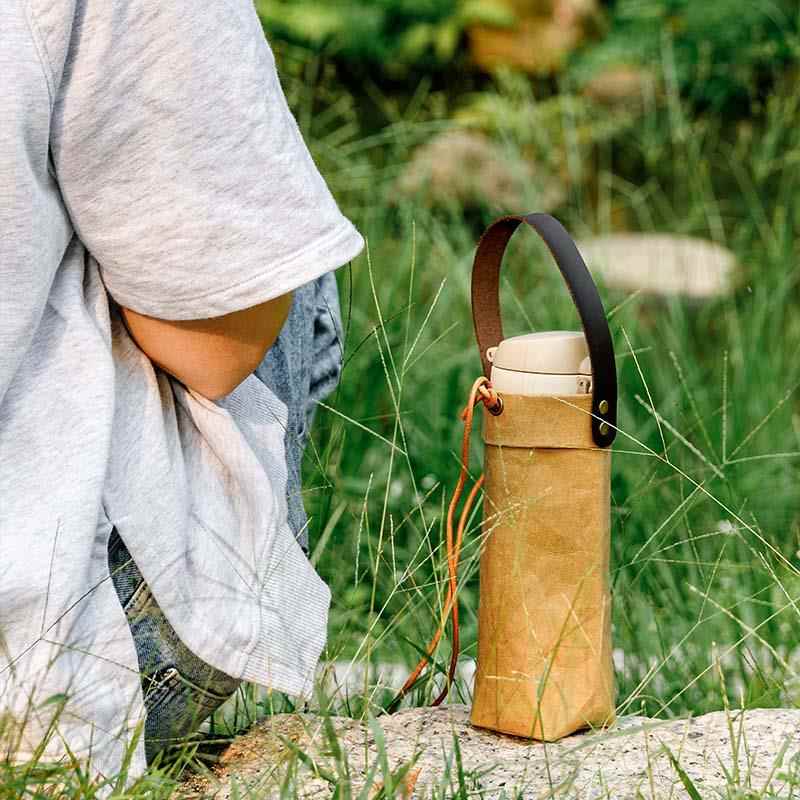 保温杯简约斜挎膳魔师保温杯套500ml乐扣通用手提水杯套防摔背带 - 图0