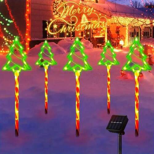 5pc/set solar candy Christmas tree ground tallation decorati - 图1