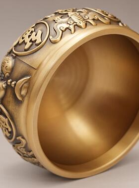 黄铜八福五福聚宝盆聚财黄铜米缸招财缸黄铜聚宝盆铜摆件礼品