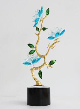 水晶莲玄展示柜厅卧室书客房关创意花家居PQC摆件装饰品
