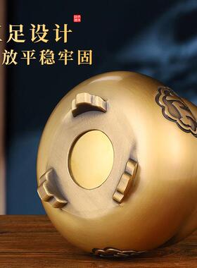 三足纯黄铜合金香炉上香家用室内钱袋炉供奉佛财神爷专用盘香薰炉