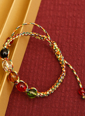 2025年太岁化手链蛇猪龙猴虎年五彩绳手工编织手串民族金刚结