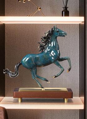 马到成功黄铜马摆件送领导办公室高档客厅博古架柜子公司开 业礼