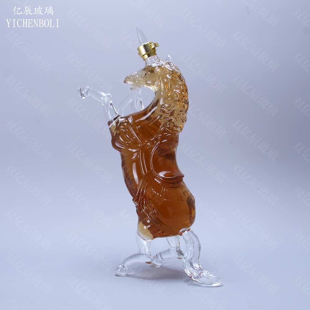 Manufacturer supplies thickened bubble wine bottles, zodiac horse creative wine bottles, craft horse-shaped wine bottles, empty wine bottle glass