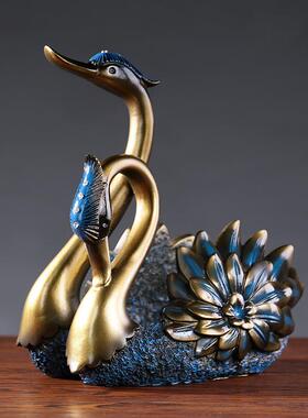 欧RDW3022天鹅情红酒柜架树雕塑脂家居桌面酒电视柜装饰仿真式动