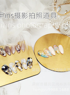 ins调色盘日本金属金边美甲工具