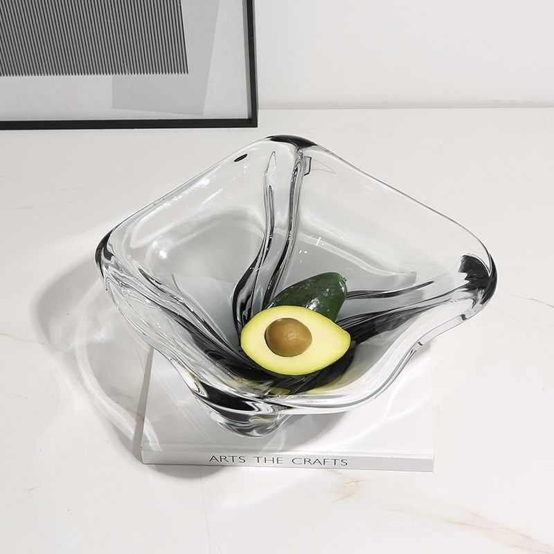 北欧现代家居渐变灰旋转玻璃果盆样板房餐桌茶几高级感水果盘装饰 - 图3