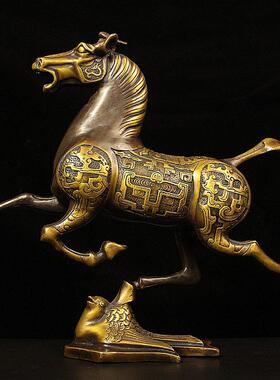 黄铜马踏飞燕摆件古仿铜马品家居办公KNM奔室工艺装饰店铺开业礼