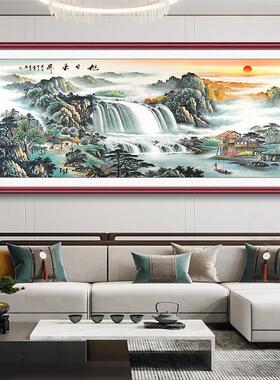 旭日东升山水画 画办公室挂画 画新中式客厅装饰画 画大气沙发背