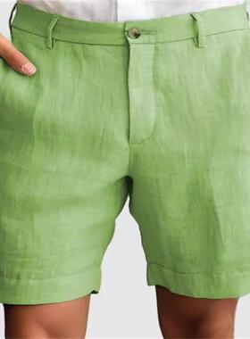 Men's linen breathable outdoor zipper shorts
