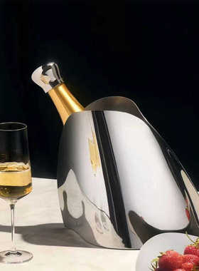 北欧轻奢不锈钢香槟冰桶摆件样板间酒店创意家居客厅餐桌软装饰品