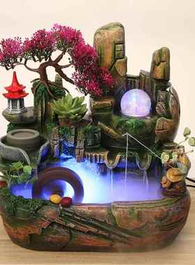 假山流水喷泉摆件美容院美发店理发开业礼品生日礼物水车循环抽水