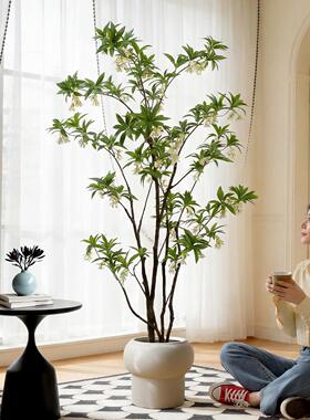 仿真假花植物高级感水石榕室内客厅电视柜旁逼真仿生绿植盆栽装饰