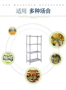 四层厨房置物架不锈钢落地放锅架子微波炉收纳架多层储物架加厚