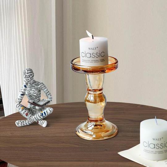 Ins Roman column glass candlestick French retro ornaments romantic candlelight dinner decoration photo props