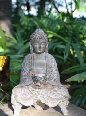 严选禅意花园佛像摆件太阳能灯庭院阳台新中式佛客厅玄关装饰摆设