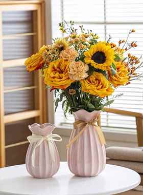 现代简约白色陶瓷花瓶客厅插花摆件水养鲜花干花装饰色彩欧式波浪