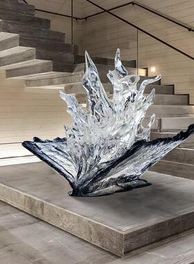 厂家订购透明树脂冰晶雕塑户外酒店庭院大堂售楼处软装艺术工艺品