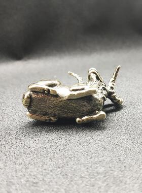 纯铜复古古玩铜铸动物山羊摆件仿古黄铜办公桌面镇尺小金属工艺品